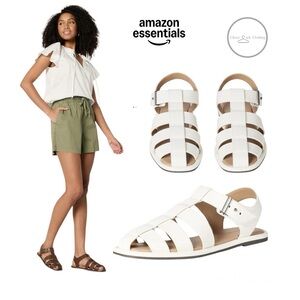Amazon Essentials White Women's Fisherman-Style Sandals